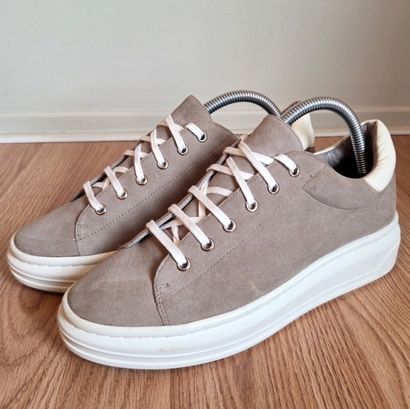 Joie Miriam Suede Leather Low Top Style Rubber Platform Taupe Sneakers Sz EU 39 - Picture 9 of 16